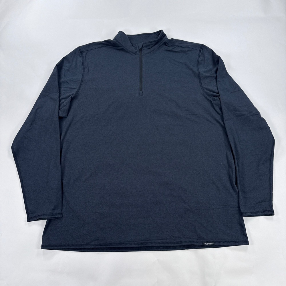 Truewerk Mens B2 Quarter Zip XL Navy Blue Performance Technical Workwear Top